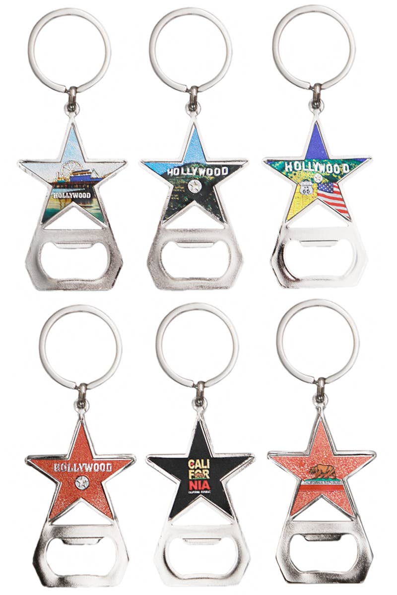 Hollywood California Metal Bottle Opener Key Chain: ASSORTED / ONE SIZE