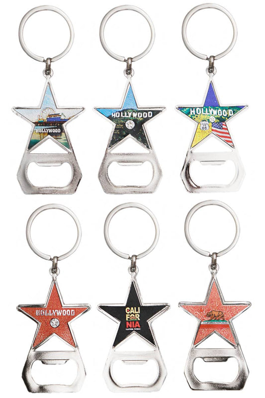 Hollywood California Metal Bottle Opener Key Chain: ASSORTED / ONE SIZE