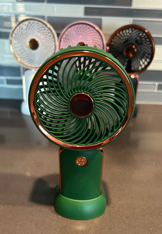 Rechargeable Handheld Fan: Green