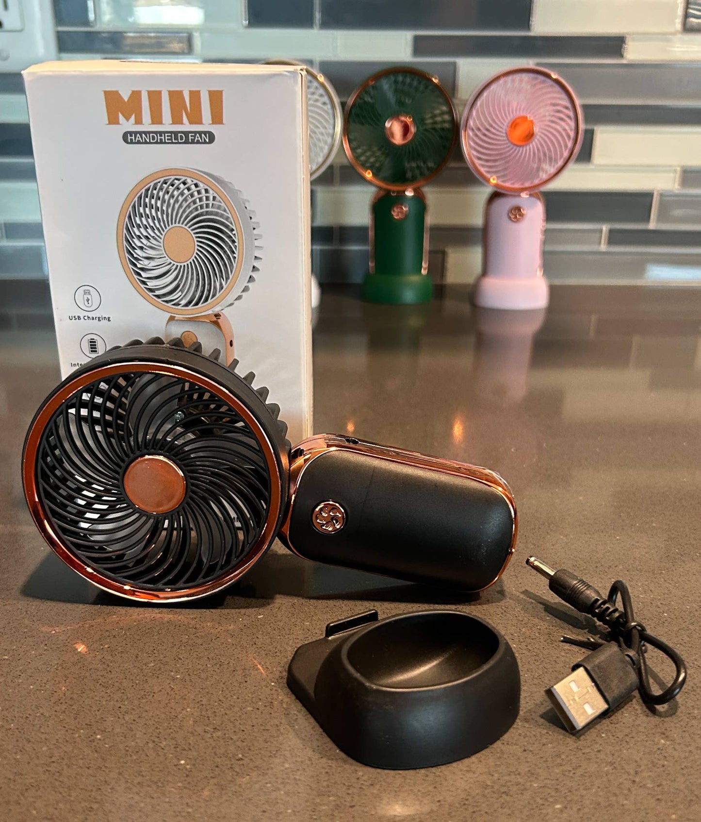 Rechargeable Handheld Fan: Green